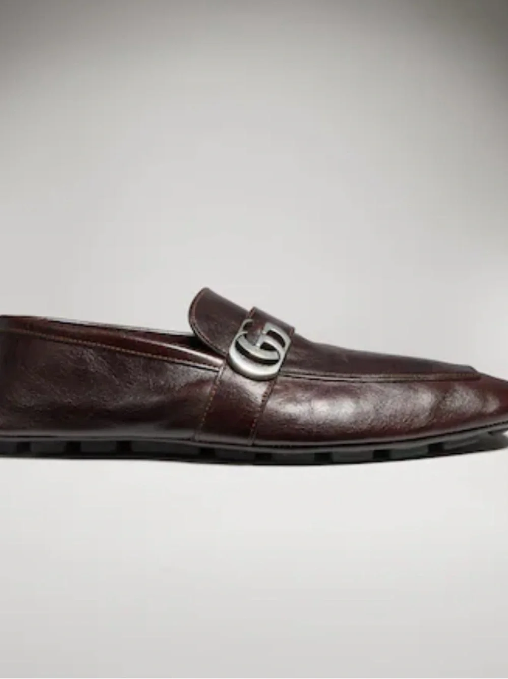 Gucci men’s driver with double G Dark Brown Leather GG Horsebit Slip-On Loafers